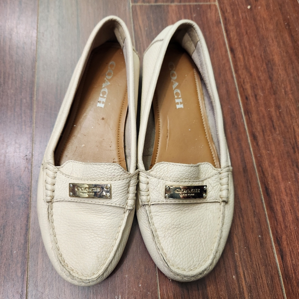 Coach Cream Leather Loafers